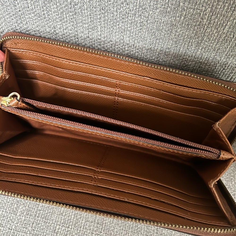 Coach Brown Pebbled Leather Wristlet Clutch - Picture 5 of 15